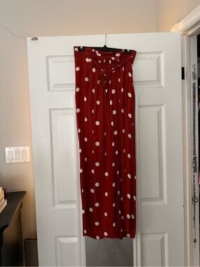 Wide Leg Polka Dot Pants - Red/White